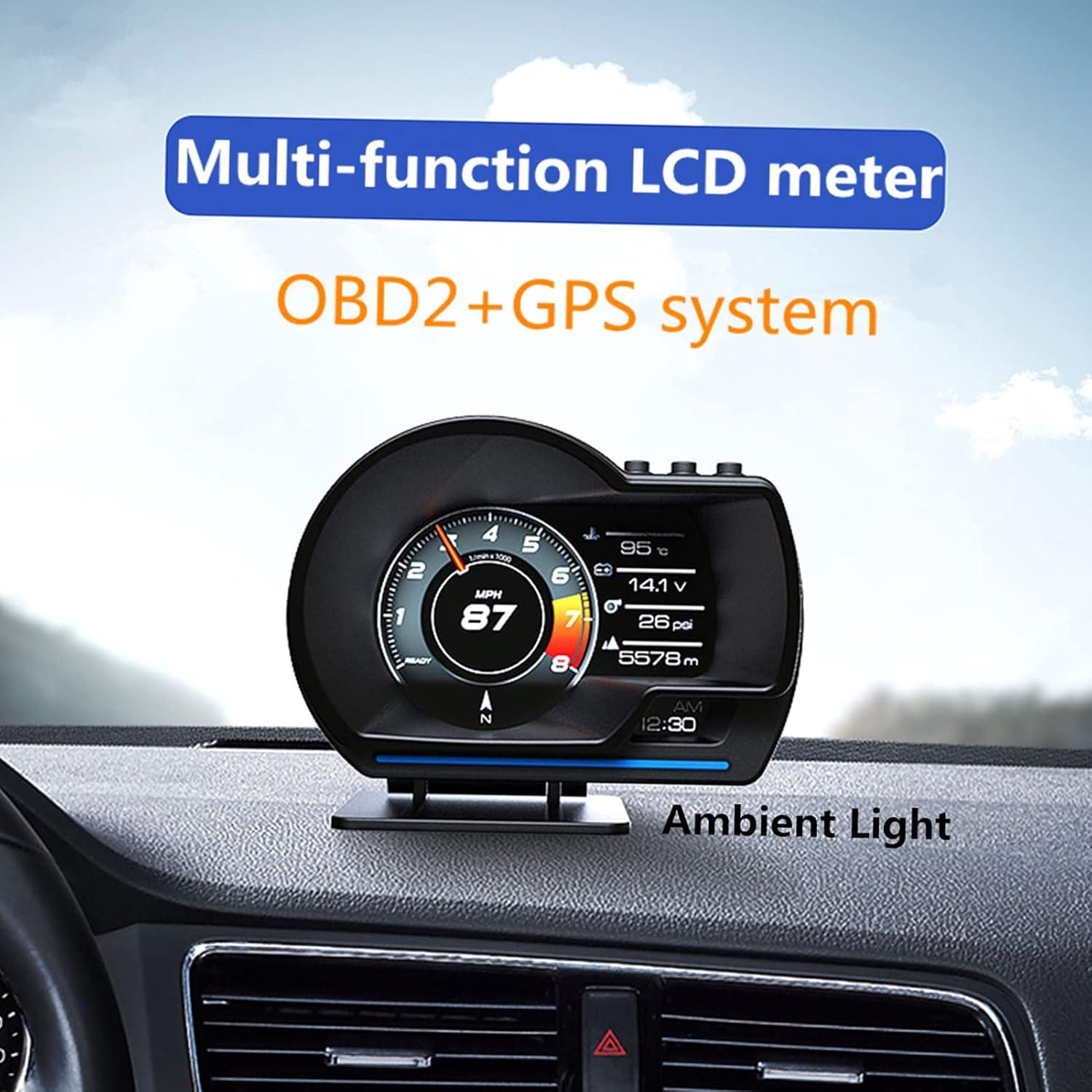 شاشة عرض اتش يو دي للسيارةبنظامي OBD وGPS، مقياس ذكي للسرعة، تشخيص الأعطال وإنذار تجاوز السرعة، تعمل مع معظم السيارات — الوسائط 3